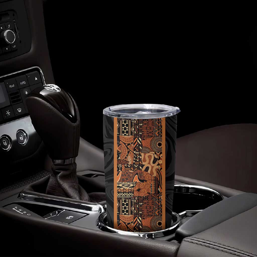 African Tribal Heritage Tumbler Cup Earth Tone Pattern