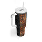 African Tribal Heritage Tumbler With Handle Earth Tone Pattern