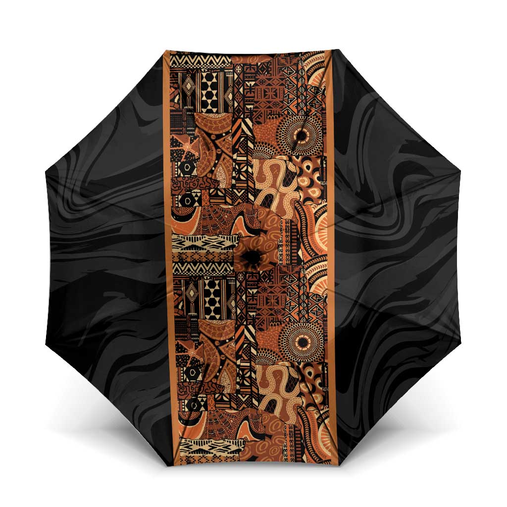 African Tribal Heritage Umbrella Earth Tone Pattern