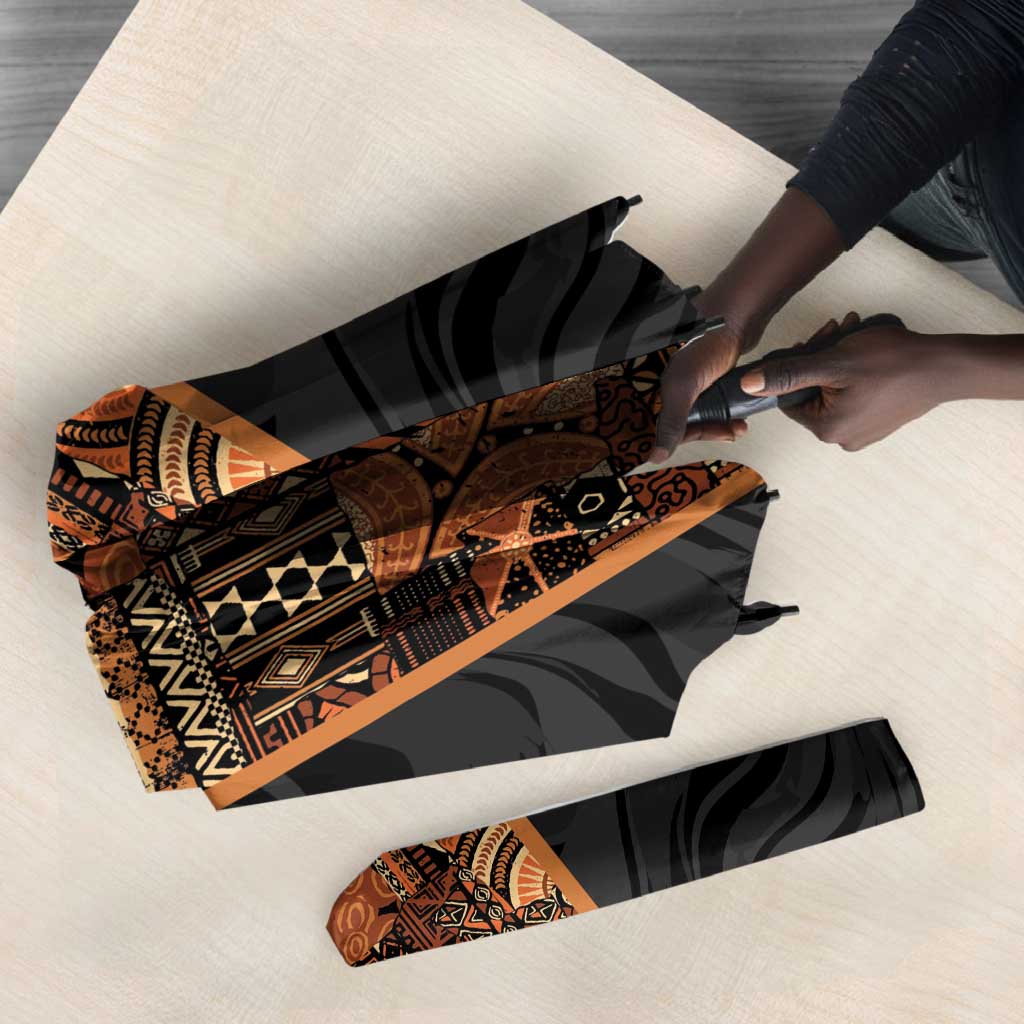 African Tribal Heritage Umbrella Earth Tone Pattern