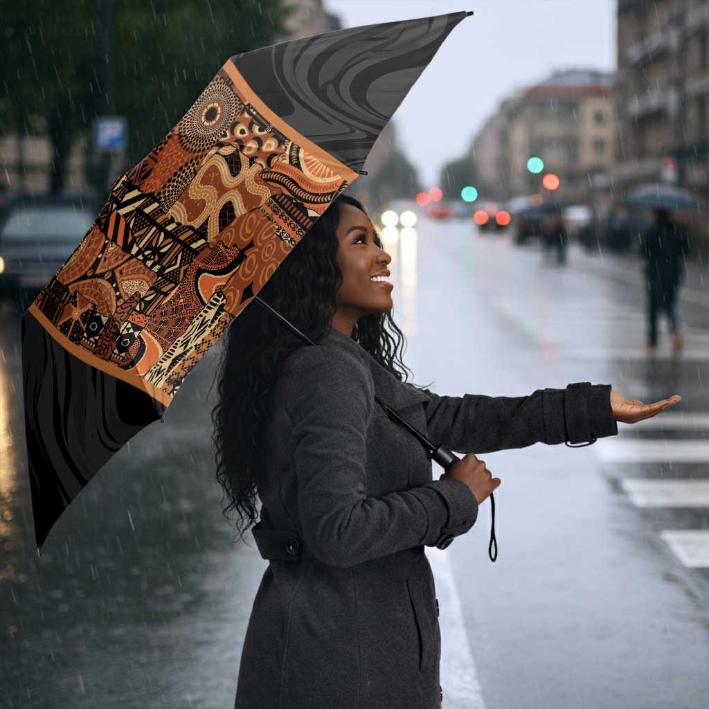 African Tribal Heritage Umbrella Earth Tone Pattern