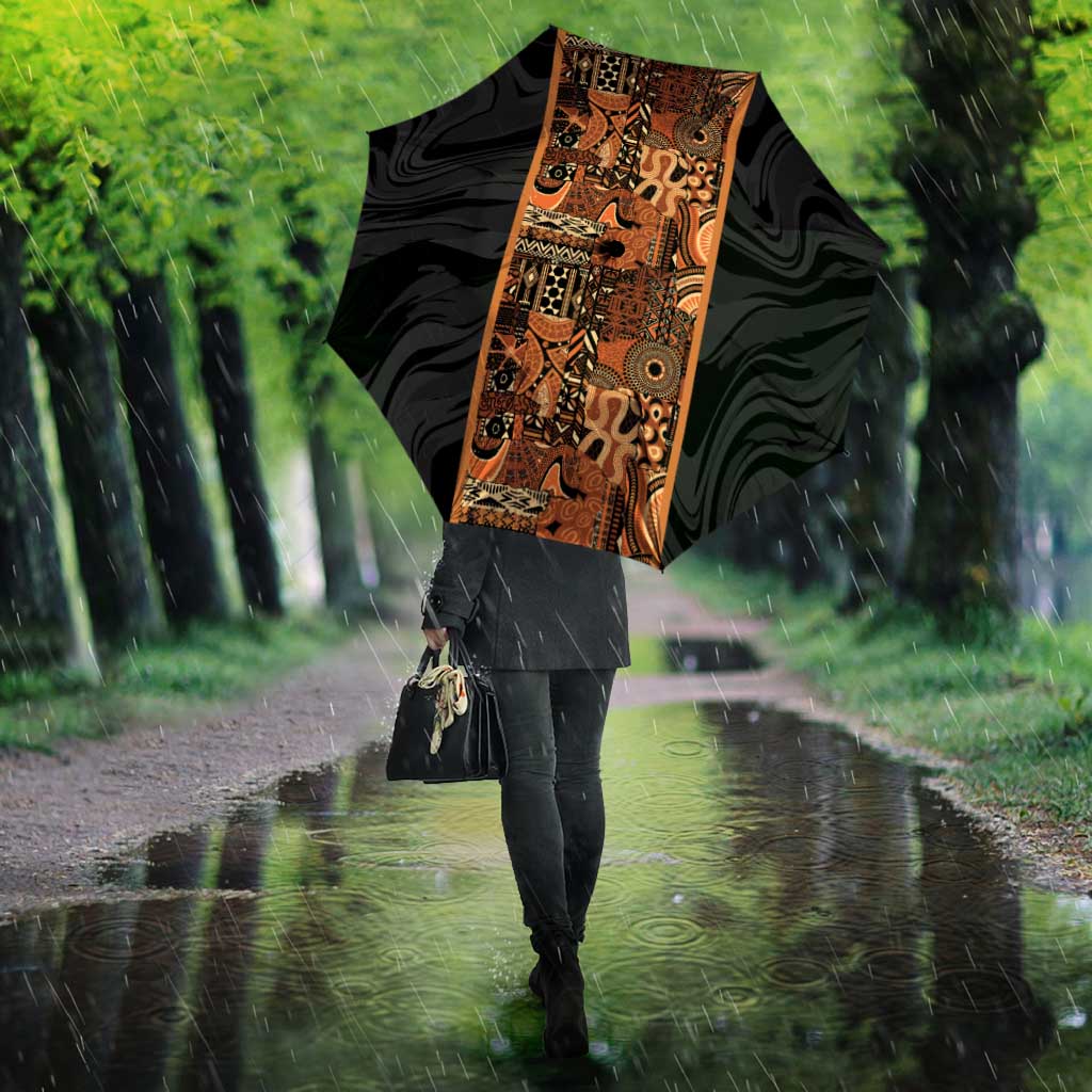 African Tribal Heritage Umbrella Earth Tone Pattern