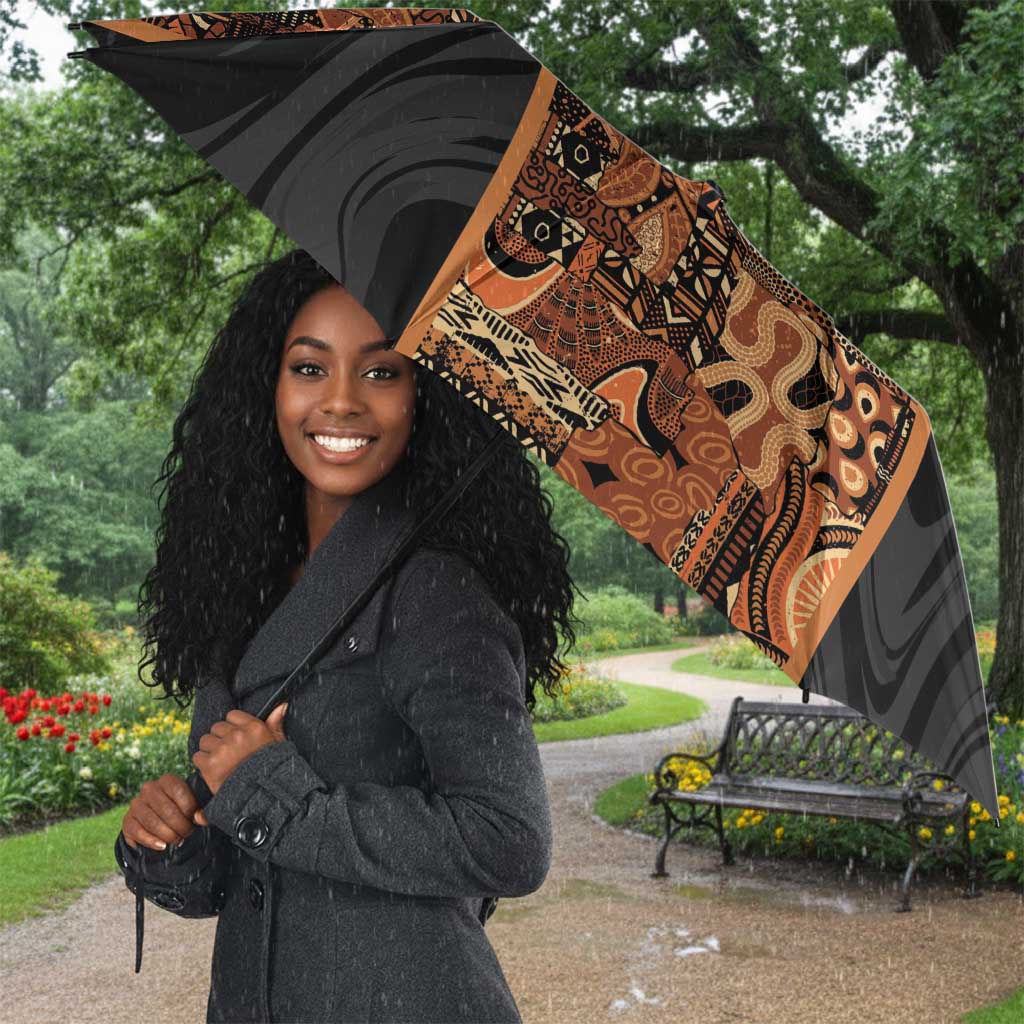 African Tribal Heritage Umbrella Earth Tone Pattern