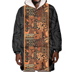 African Tribal Heritage Wearable Blanket Hoodie Earth Tone Pattern