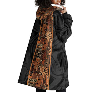 African Tribal Heritage Wearable Blanket Hoodie Earth Tone Pattern