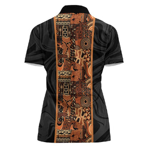 African Tribal Heritage Women Polo Shirt Earth Tone Pattern