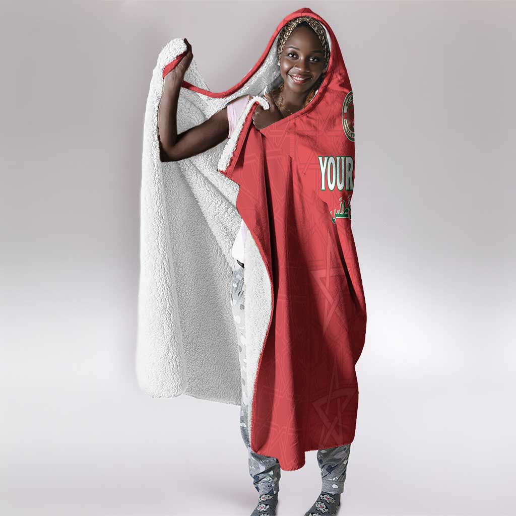 Custom Morocco Football Hooded Blanket Allez les Lions de lAtlas