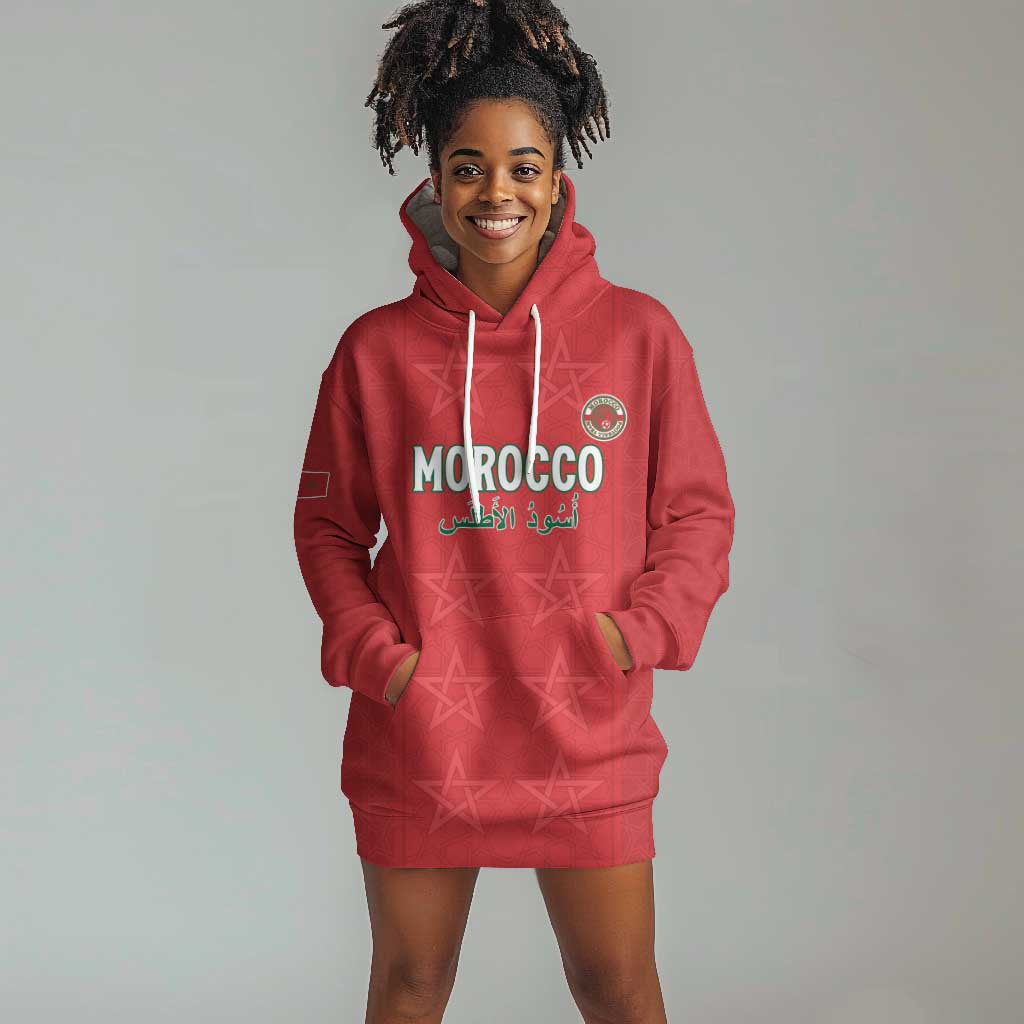 Custom Morocco Football Hoodie Dress Allez les Lions de lAtlas