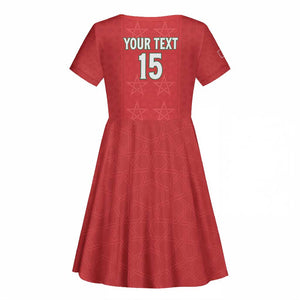 Custom Morocco Football Kid Short Sleeve Dress Allez les Lions de lAtlas