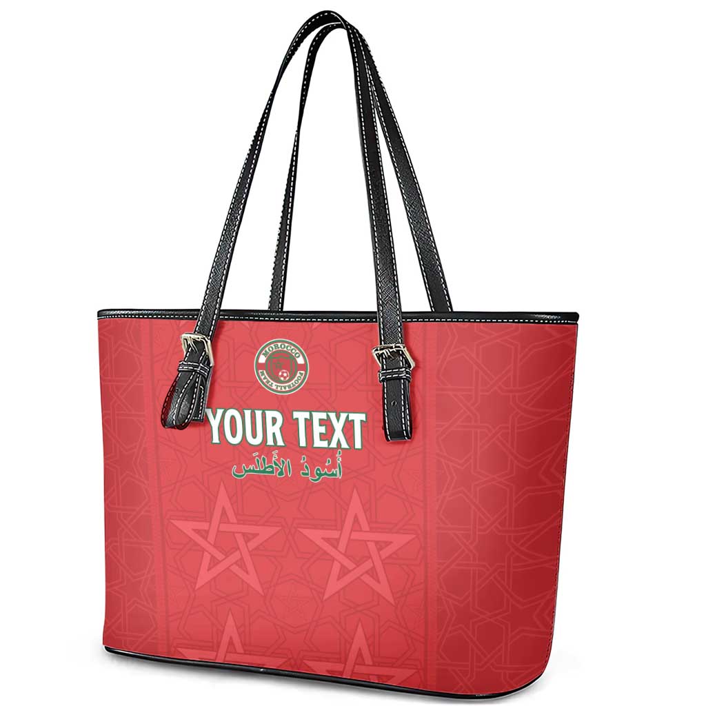 Custom Morocco Football Leather Tote Bag Allez les Lions de lAtlas