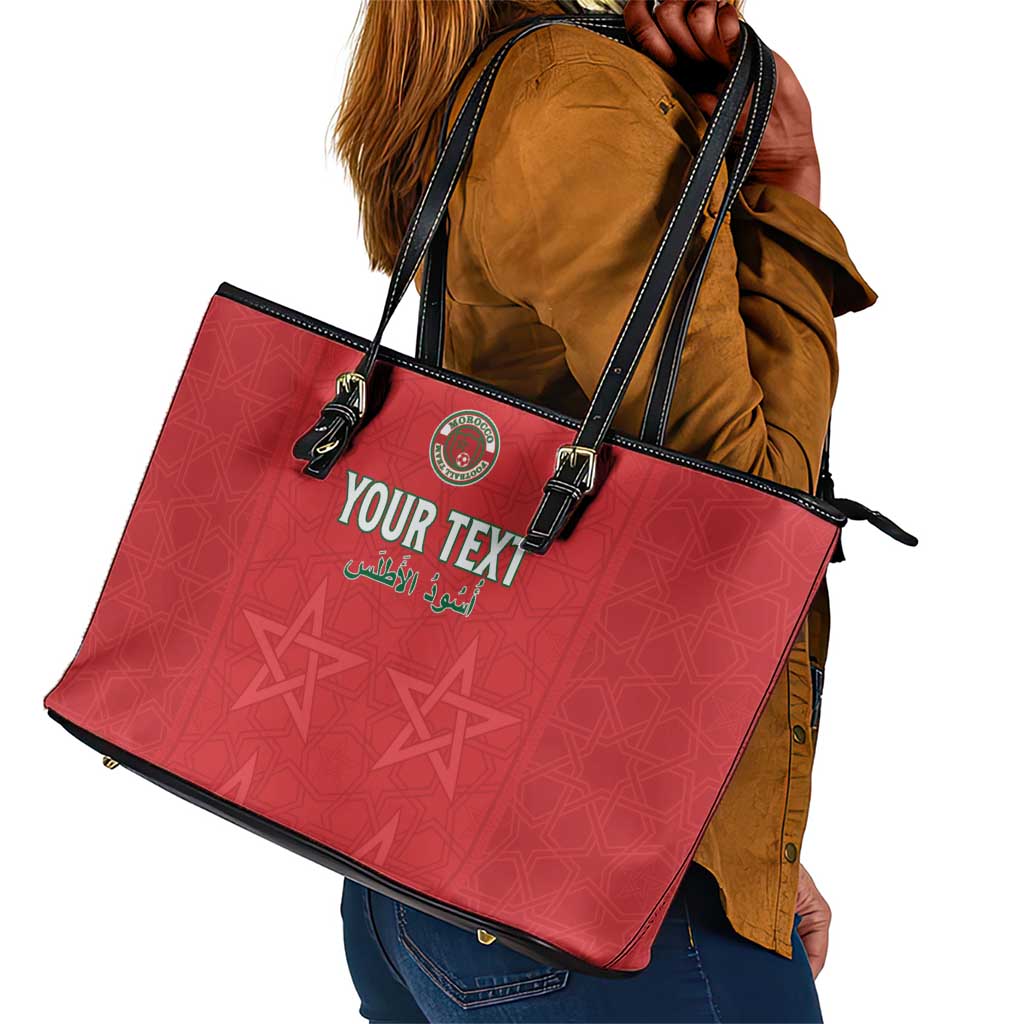 Custom Morocco Football Leather Tote Bag Allez les Lions de lAtlas
