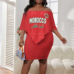 Custom Morocco Football Off Shoulder Short Dress Allez les Lions de lAtlas