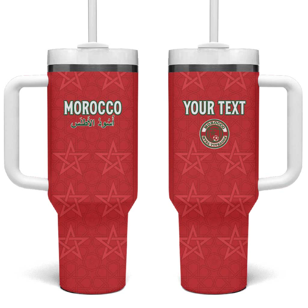 Custom Morocco Football Tumbler With Handle Allez les Lions de lAtlas