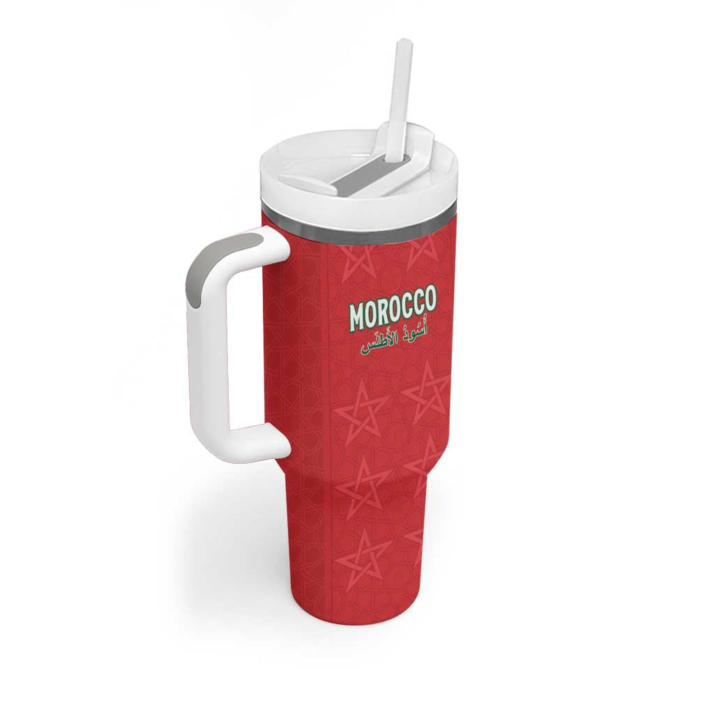 Custom Morocco Football Tumbler With Handle Allez les Lions de lAtlas