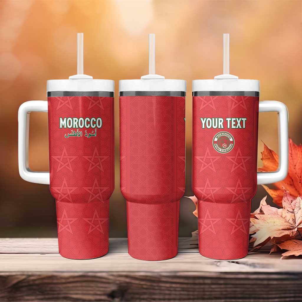 Custom Morocco Football Tumbler With Handle Allez les Lions de lAtlas