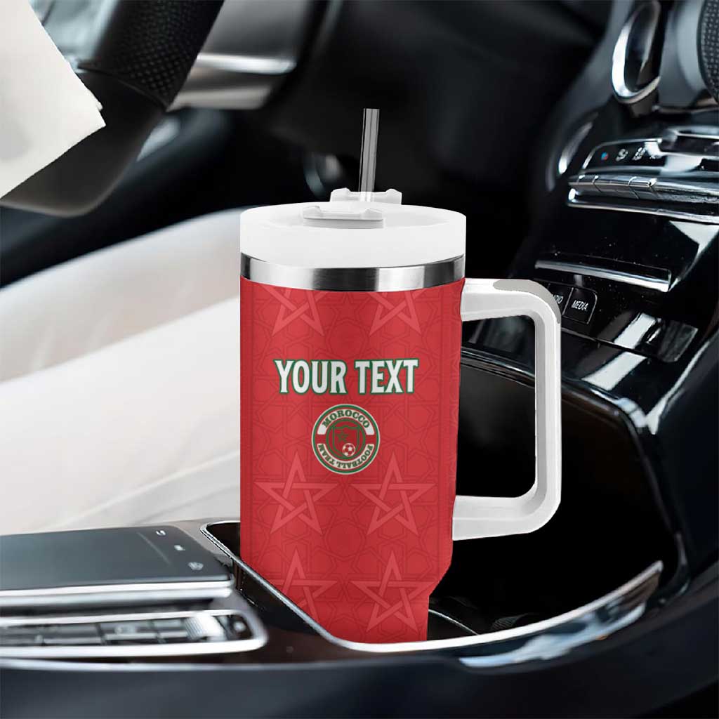 Custom Morocco Football Tumbler With Handle Allez les Lions de lAtlas
