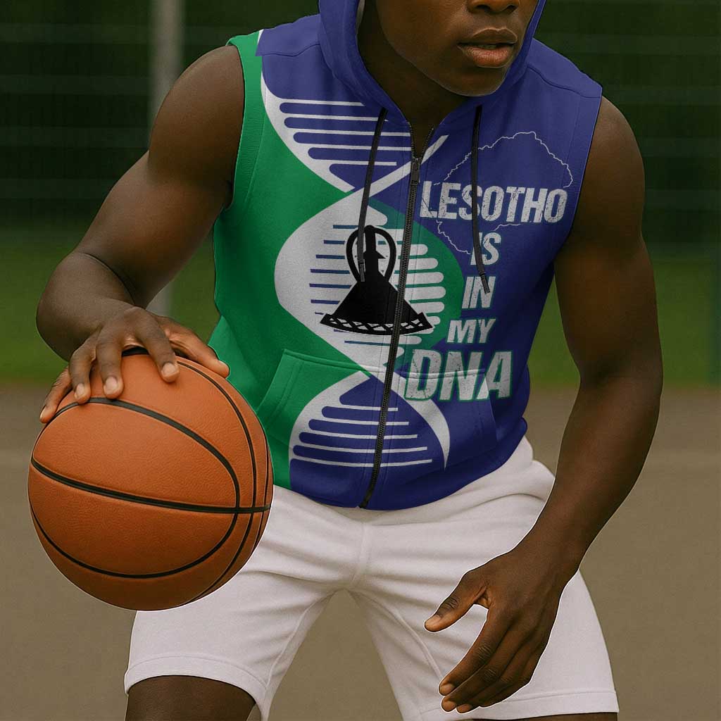 Lesotho Is In My DNA Sleeveless Zip Hoodie - African Pride