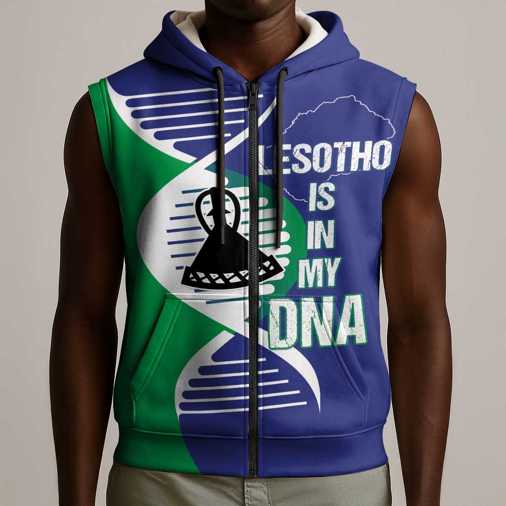 Lesotho Is In My DNA Sleeveless Zip Hoodie - African Pride