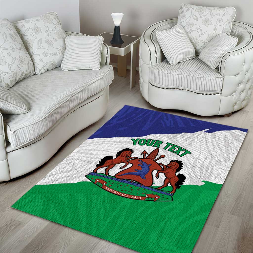 Personalised Afro Lesotho Area Rug Coat Of Arms With Map - Grunge Style