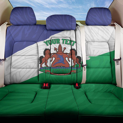 Personalised Afro Lesotho Back Car Seat Cover Coat Of Arms With Map - Grunge Style