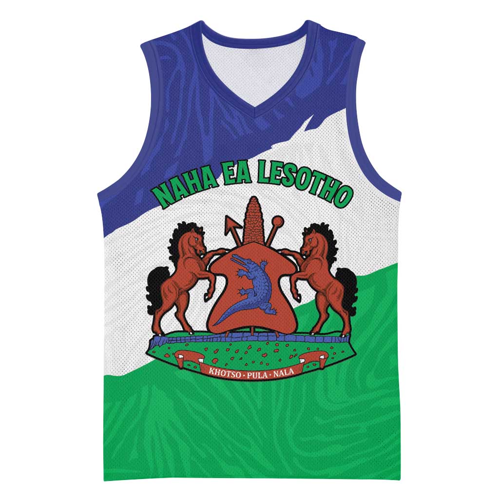Personalised Afro Lesotho Basketball Jersey Coat Of Arms With Map - Grunge Style LT15