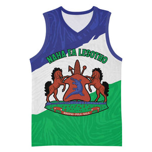 Personalised Afro Lesotho Basketball Jersey Coat Of Arms With Map - Grunge Style LT15