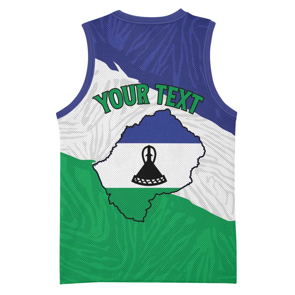 Personalised Afro Lesotho Basketball Jersey Coat Of Arms With Map - Grunge Style LT15