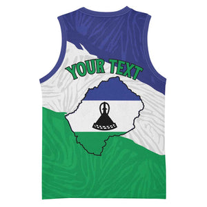 Personalised Afro Lesotho Basketball Jersey Coat Of Arms With Map - Grunge Style LT15