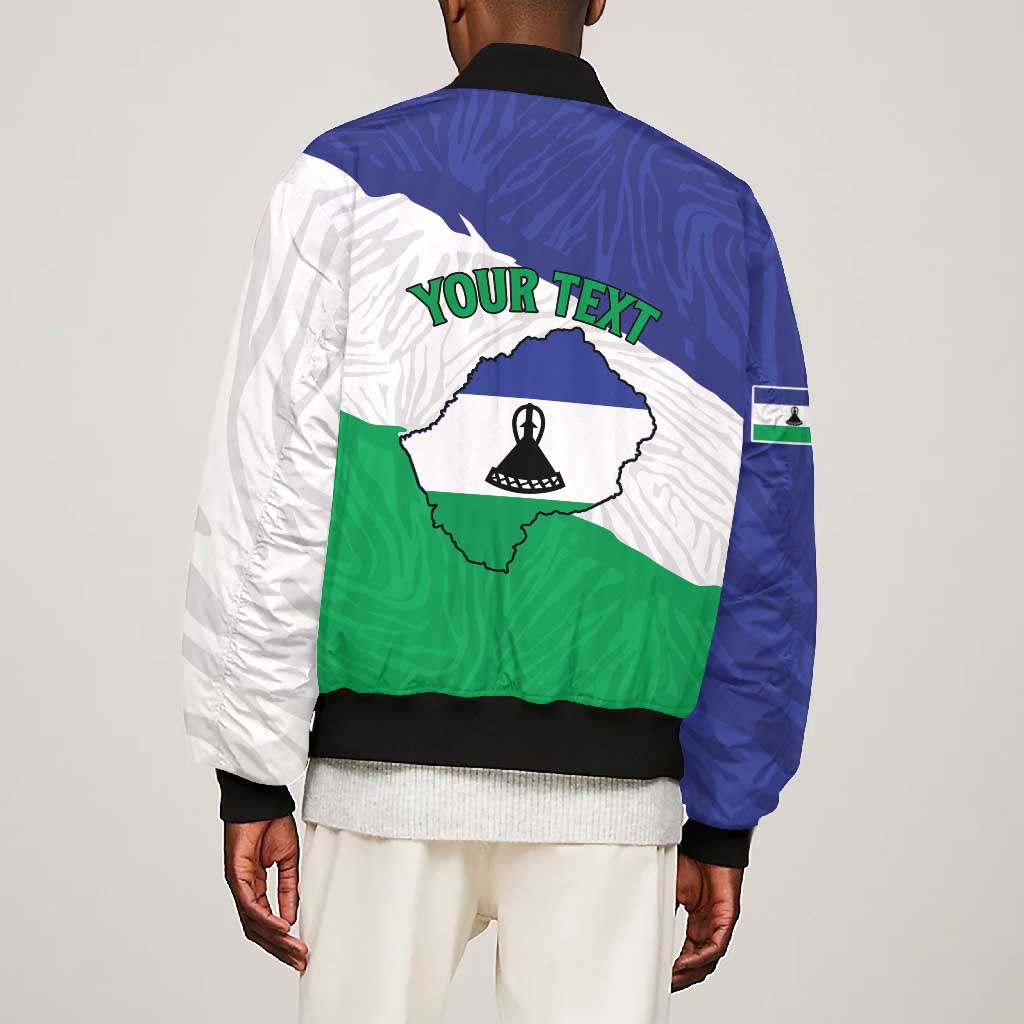 Personalised Afro Lesotho Bomber Jacket Coat Of Arms With Map - Grunge Style