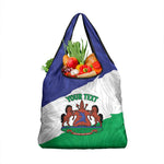Personalised Afro Lesotho Grocery Bag Coat Of Arms With Map - Grunge Style