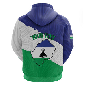 Personalised Afro Lesotho Hoodie Coat Of Arms With Map - Grunge Style