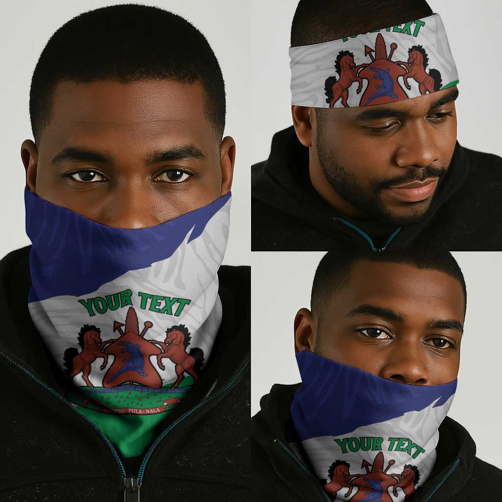 Personalised Afro Lesotho Neck Gaiter Coat Of Arms Map - Grunge Style LT15