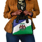 Personalised Afro Lesotho Shoulder Handbag Coat Of Arms With Map - Grunge Style
