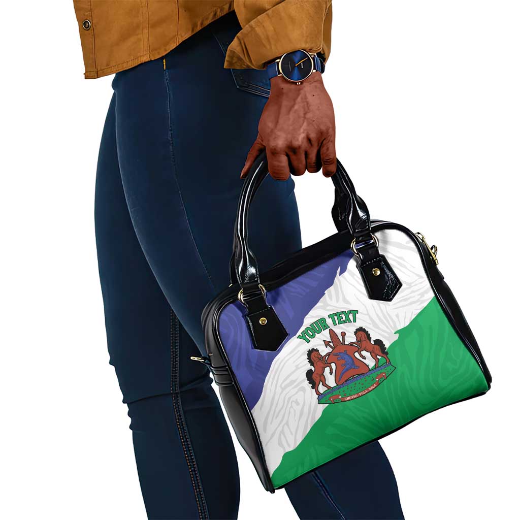Personalised Afro Lesotho Shoulder Handbag Coat Of Arms With Map - Grunge Style
