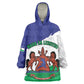 Personalised Afro Lesotho Wearable Blanket Hoodie Coat Of Arms With Map - Grunge Style