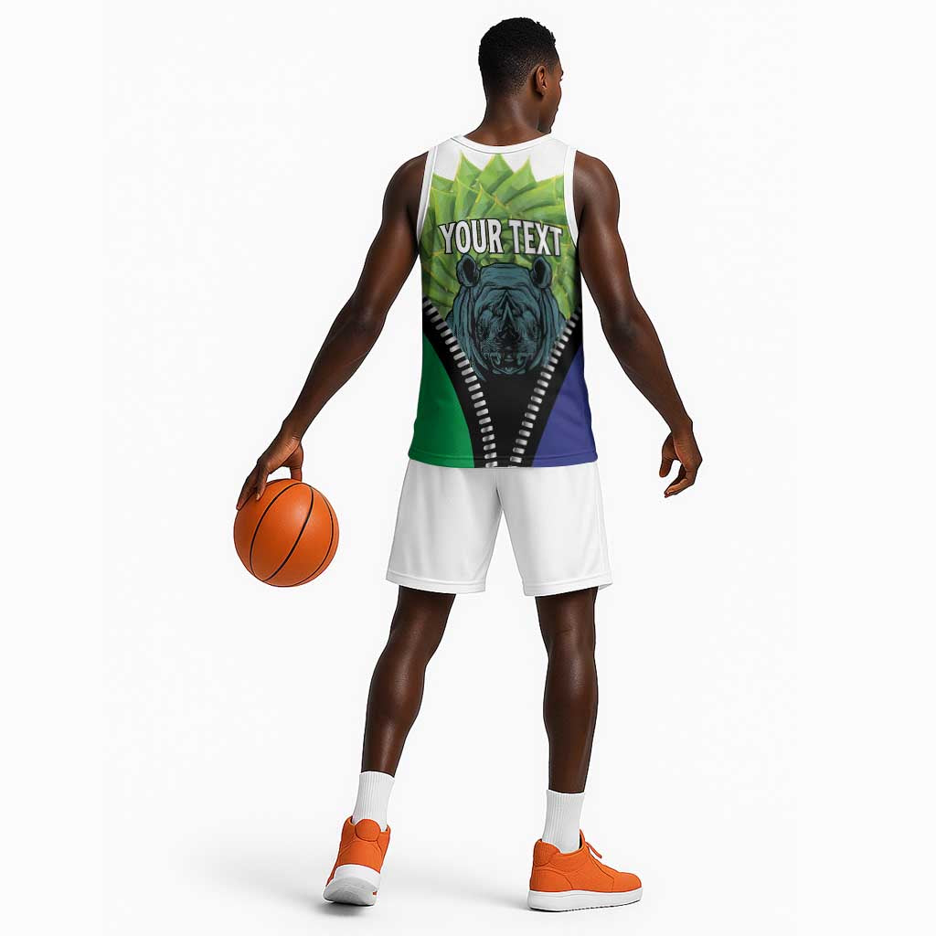Personalised Afro Lesotho Basketball Jersey Black Rhinoceros Aloe Polyphylla LT15