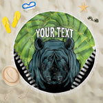Personalised Afro Lesotho Beach Blanket Black Rhinoceros Aloe Polyphylla LT15