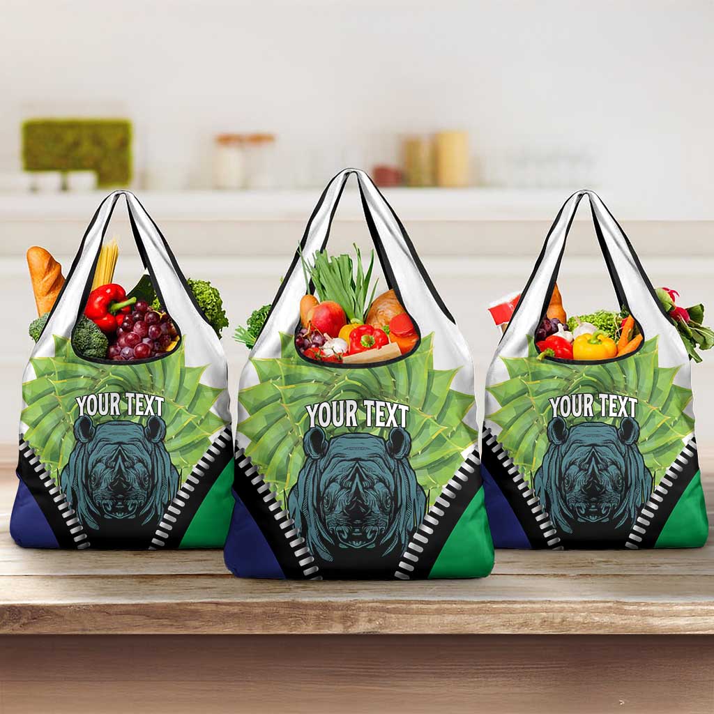 Personalised Afro Lesotho Grocery Bag Black Rhinoceros Aloe Polyphylla LT15