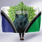 Personalised Afro Lesotho Hooded Blanket Black Rhinoceros Aloe Polyphylla LT15