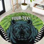 Personalised Afro Lesotho Round Carpet Black Rhinoceros Aloe Polyphylla LT15