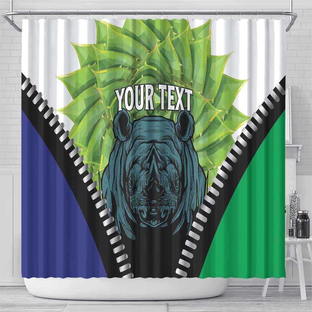 Personalised Afro Lesotho Shower Curtain Black Rhinoceros Aloe Polyphylla LT15