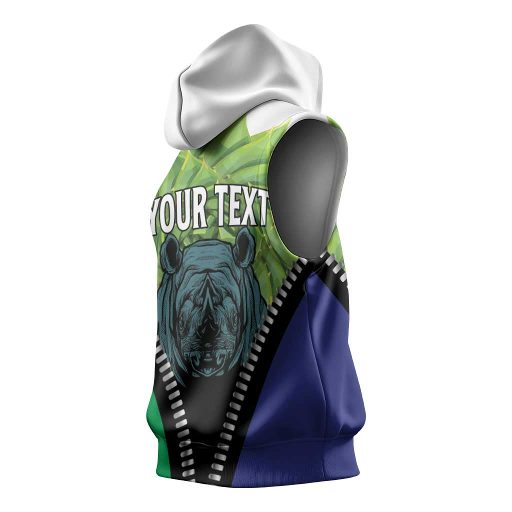 Personalised Afro Lesotho Sleeveless Hoodie Black Rhinoceros Aloe Polyphylla - African Pride