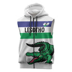 Custom Lesotho Football Sleeveless Zip Hoodie Go Likuena Go - African Pride