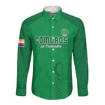 Custom Comoros Football Long Sleeve Button Shirt Go Les Coelacantes