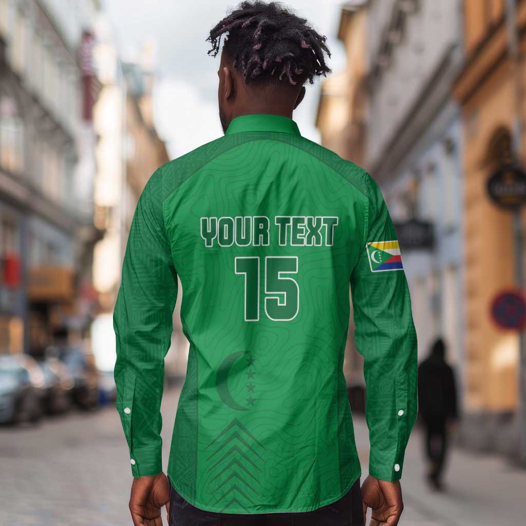 Custom Comoros Football Long Sleeve Button Shirt Go Les Coelacantes