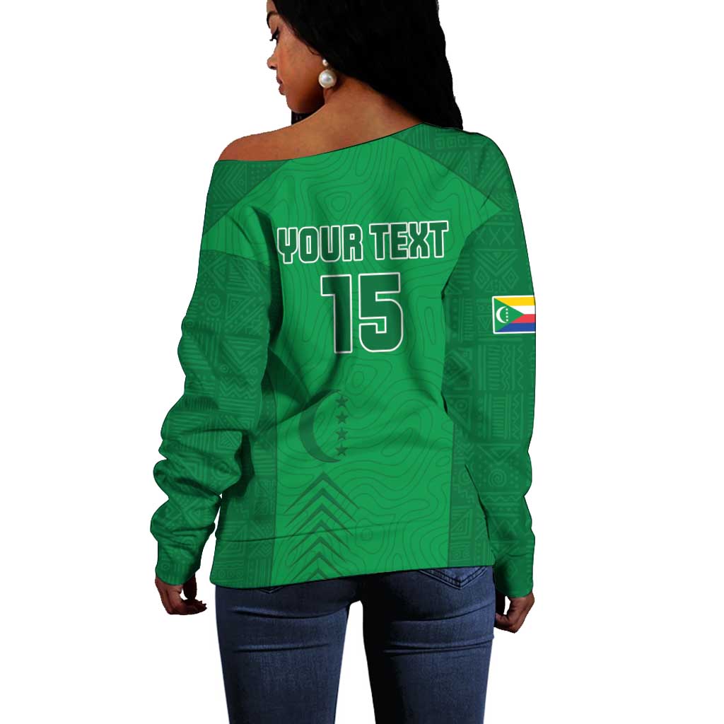 Custom Comoros Football Off Shoulder Sweater Go Les Coelacantes