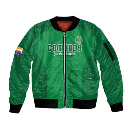 Custom Comoros Football Sleeve Zip Bomber Jacket Go Les Coelacantes