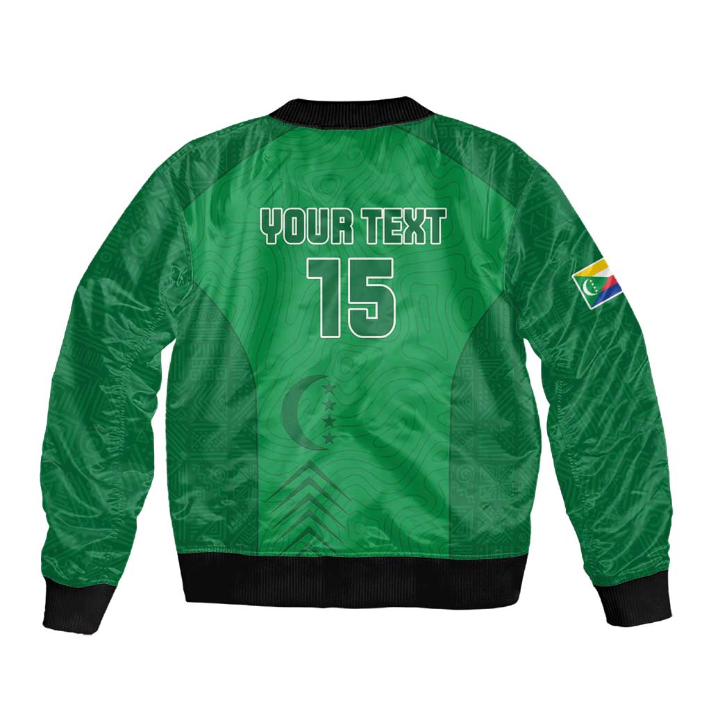 Custom Comoros Football Sleeve Zip Bomber Jacket Go Les Coelacantes