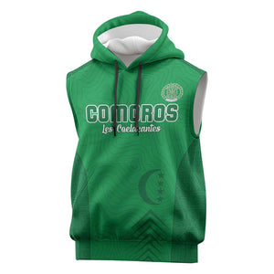 Custom Comoros Football Sleeveless Hoodie Go Les Coelacantes - African Pride