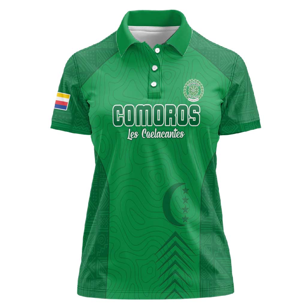Custom Comoros Football Women Polo Shirt Go Les Coelacantes